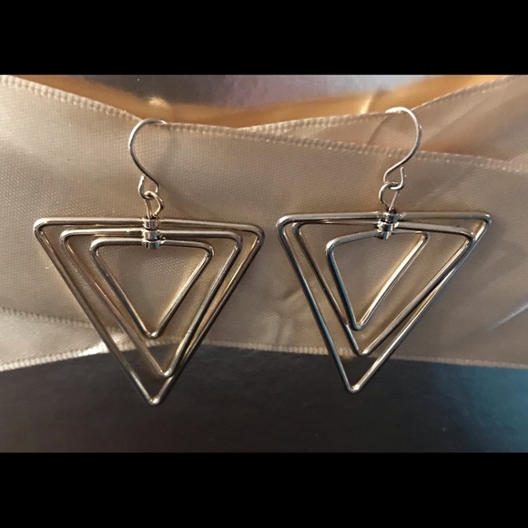 Gold Floating Triangle Earrings W/Gift Bag - Picture 3 of 6